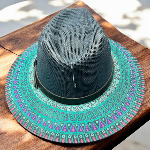 Custom Hand Painted Fedora Hat Blue Navy Painted In Detail Unisex Size L main image 8